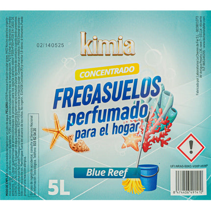KIMIA - Pack Sensorial Concentrado Blue Reef | Ambientador 5L+ Fregasuelos 5L | Fragancia Duradera Aroma Marino | Fórmula Concentrada | Limpiador de Suelo | Limpieza Profunda