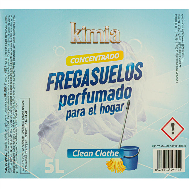 KIMIA - Pack Sensorial Concentrado Clean Clothe | Ambientador 5L+ Fregasuelos 5L | Fragancia Duradera | Fórmula Concentrada | Limpiador de Suelo | Limpieza Profunda
