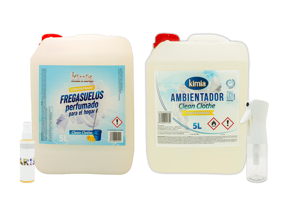Pack Sensorial Clean Clothe de KIMIA con friegasuelos y ambientador oficiales