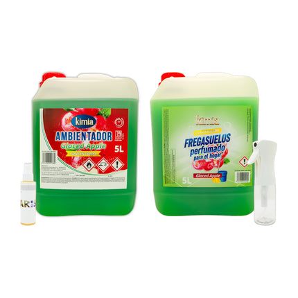 KIMIA - Pack Sensorial Concentrado Glaced Apple | Ambientador 5L+ Fregasuelos 5L | Fragancia Duradera | Fórmula Concentrada | Limpiador de Suelo | Limpieza Profunda