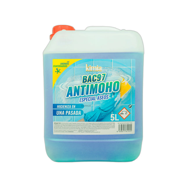KIMIA - Potente Limpiador Especial Aseos y Baños BAC97 Antimoho 5L | con Botella y Pistola de Espuma | Limpieza Profunda y Duradera | Elimina Suciedad Persistente | Aplicación Uniforme y Eficaz