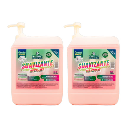 KIMIA - Suavizante Concentrado Milkshake 5L | Suavidad y Fragancia Duradera | Fórmula Avanzada con Microcápsulas de Aroma y Protección de Olores | Tipo de Tejidos y Lavadoras | 2 unidades