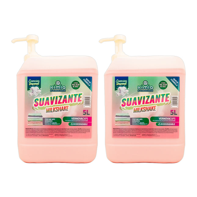 KIMIA - Suavizante Concentrado Milkshake 5L | Suavidad y Fragancia Duradera | Fórmula Avanzada con Microcápsulas de Aroma y Protección de Olores | Tipo de Tejidos y Lavadoras | 2 unidades