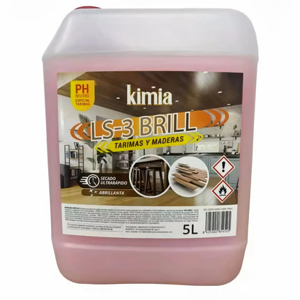 Kimia – Limpiador para Tarimas y Maderas LS-3 Brill 5L | pH Neutro, Brillo Intenso y Secado Rápido | Ideal para Suelos de Madera, Parquet y Laminados | Limpieza Profesional y Protección Duradera
