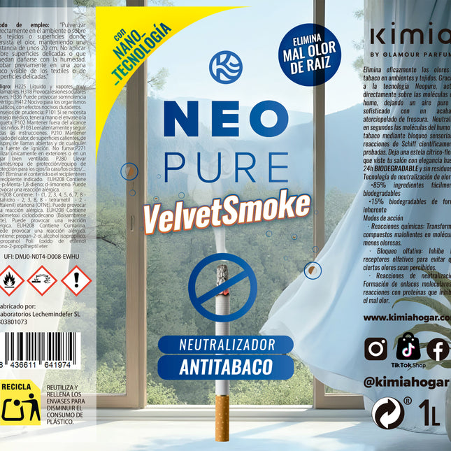 KIMIA · Pack NeoPure VelvetSmoke Antitabaco · 1L + Atomizador