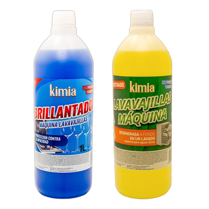KIMIA Pack lavavajillas máquina 1L y abrillantador 1L dúo limpieza y brillo