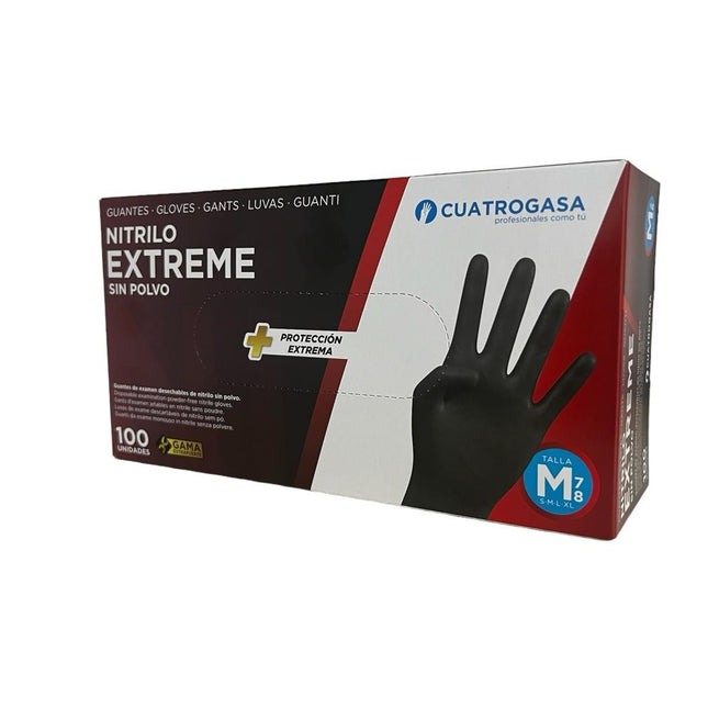 GUANTES DE NITRILO NEGROS EXTRA RESISTENTES PACK DE 100 UNIDADES