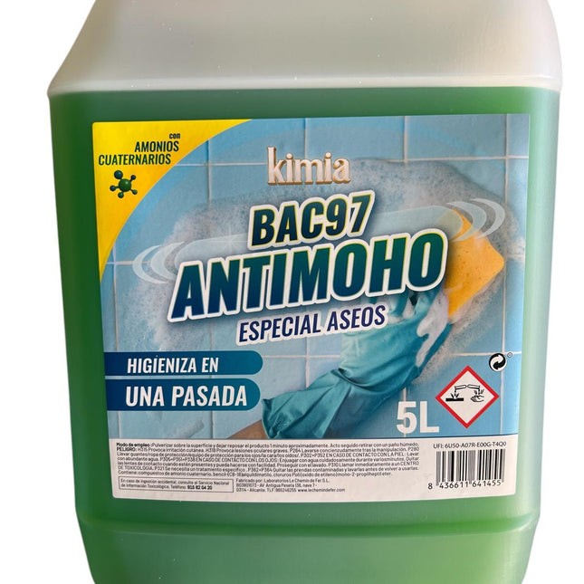 KIMIA - POTENTE LIMPIADOR ESPECIAL ASEOS Y BAÑOS BAC97 - LIMPIEZA PROFUNDA Y DURADERA - ELIMINA SUCIEDAD PERSISTENTE - 5 L