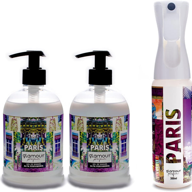 Glamour Parfum Pack – Jabón de Manos 500 ml + Ambientador Textil 300 ml (Aroma Floral y Afrutado)