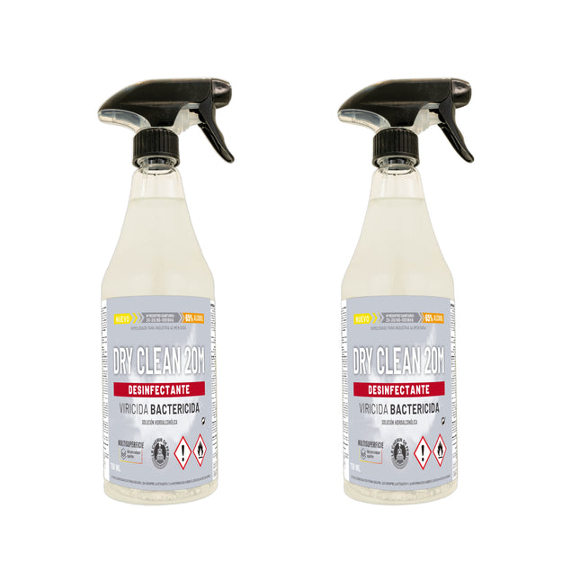KIMIA - Super Pack 2x Dry Clean 20M Desinfectante 750ml | Viricida y Bactericida | 65% Alcohol para Textiles y Superficies
